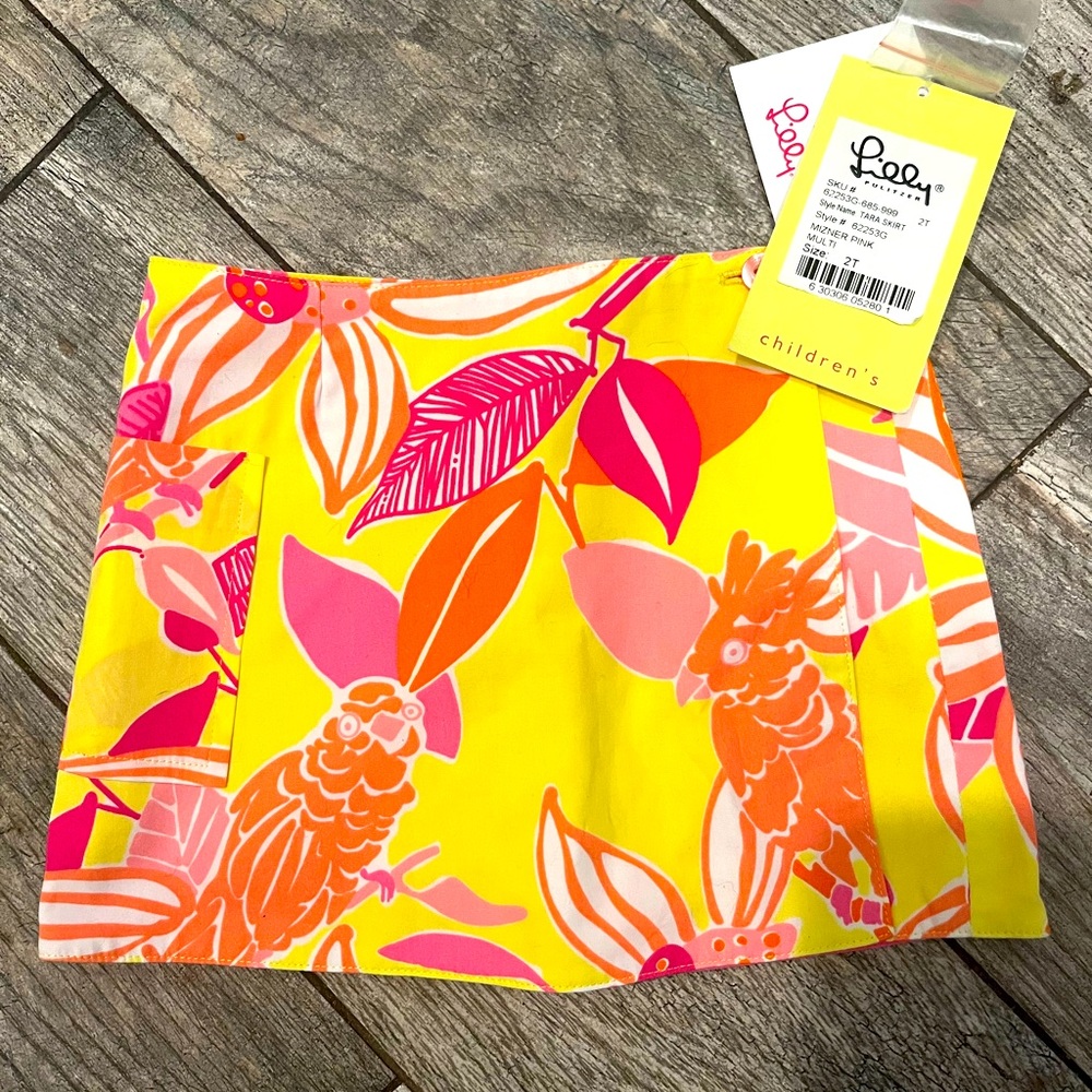 Lilly Pulitzer Toddler/Girls 2T “Sneaky Tiki  Tropical Reversible Skirt  🌸🌴☀️